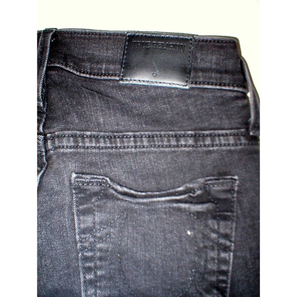 New $219 Womens 24 True Religion Brand Jeans NWT Halle Skinny Black Tar Ankle Zi - Picture 7 of 9